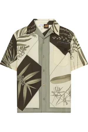 Loewe Short sleeve shirt with plant-print in cotton and silk