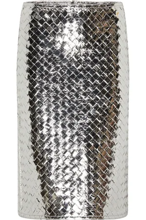 Bottega Veneta Intrecciato lamb leather metallic skirt