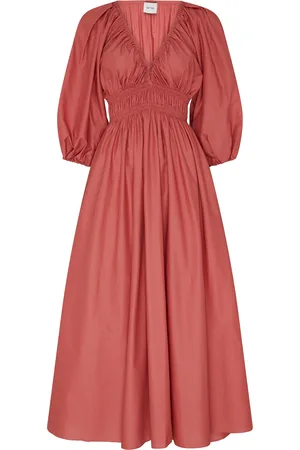 MATTEAU Shirred plunge button dress