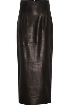 Khaite Loxley leather midi skirt