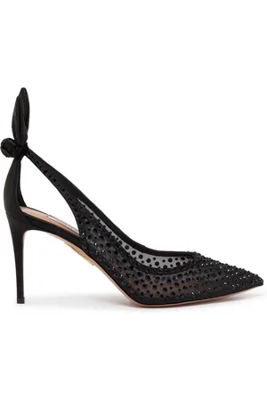 Aquazzura Bow tie crystal tulle pumps 85