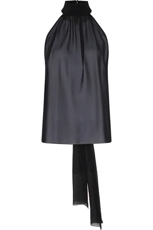 Tom Ford Silk georgette sleeveless lavalliere blouse
