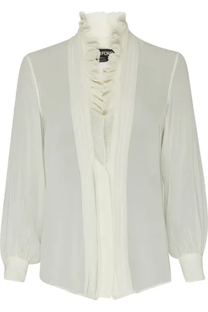 Tom Ford Silk georgette long sleeve v-neck blouse