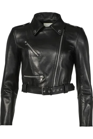 Alexander McQueen Cropped biker leather jacket
