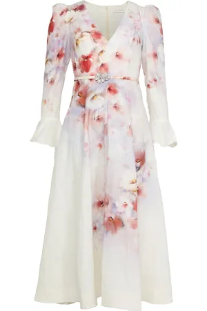 ZIMMERMANN Crush frill sleeved midi dress
