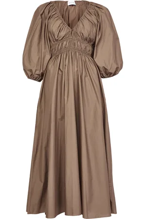 MATTEAU Shirred plunge button dress