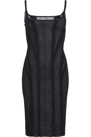MUGLER Bi-material short dress
