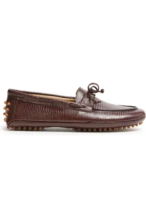 Le Monde Beryl Driver calf snake effect leather moccasins