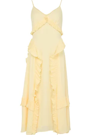 Sea New York Delilah pleated ruffled slip long dress
