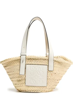 Loewe Small basket in raffia and calf leather