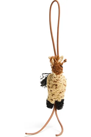 Loewe Giraffe bag charm in raffia and calfskin