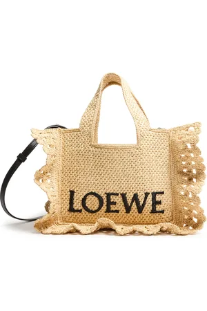 Loewe Font Ruffles small raffia tote bag