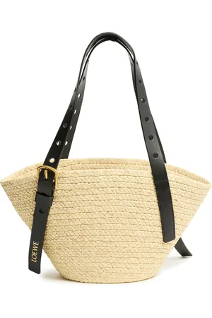 Loewe Punch Hole small basket in raffia and calfskin