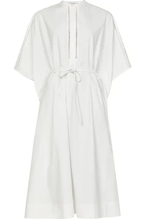 YVES SALOMON Cotton poplin and leather tunic dress