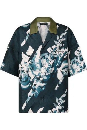 LOUIS VUITTON Monogram Printed Short-Sleeved Silk Shirt