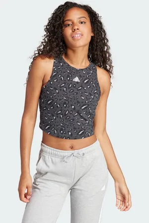 adidas Essentials Animal-Print Crop Tanktop