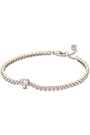 PANDORA ROSE Armband Timeless "Funkelndes Herz" 14k rosévergoldet, rosa Kristall 580041C01 Funkelndes Herz Tennisarmband, Gr.18, 580041C01-18