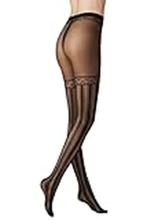 Kunert Dames panty GRAPHIC STRIPES Fashion 30 DEN Black 42-44, , 42-44