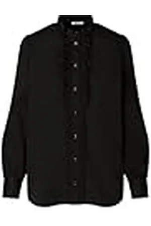 Seidensticker Damesblouse, modieuze blouse, regular fit, opstaande kraag, ruches, lange mouwen, 100% katoen, , 34