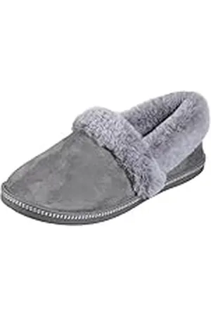 Skechers COZY CAMPFIRE - TEAM TOASTY lage pantoffels voor dames, Houtskool Microfiber Suede Faux Fur Line, 36 EU