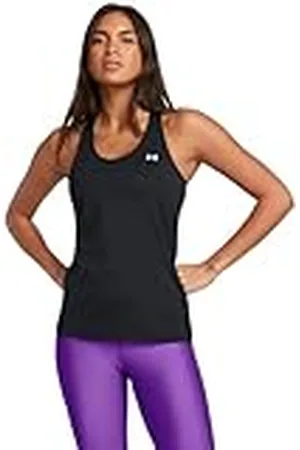 Under Armour HeatGear Racer Tank voor dames, (002) Zwart / / Wit, L