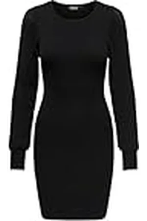 ONLY Dames Onlannelina LS O-hals jurk KNT, , S, , S