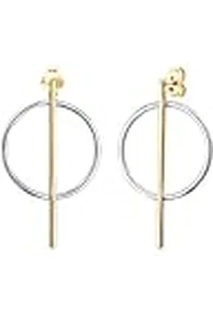 Elli Oorringen voor dames, geo-look, cirkel, basic, tweekleurig, in 925 sterling zilver, Sterling zilver, Zonder