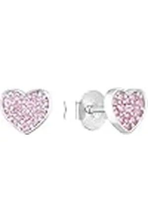 QS by s.Oliver Oorstekers 925 sterling zilver meisjes kinderen oorsieraden, met zirkonia synthetisch, 0,7 cm, zilver, hart, wordt geleverd in sieraden geschenkdoos, 2036821, Stecker, Sterling zilver