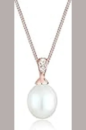 Elli DIAMORE Halsketting dames met zoetwaterparels en diamant (0,05 ct.) in 925 sterling zilver, 45 EU, Diamant