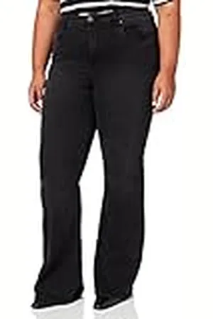 Urban classics Dames Jeans High Waist Slim Fit Stretch Denim slagbroek 5-zakken, wijde uitlopende pijpen, maat 26 tot 34