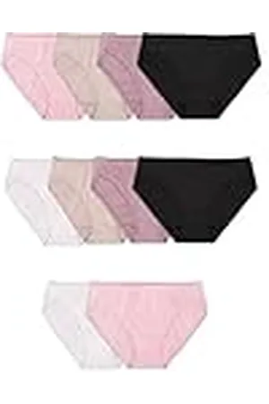 Fruit Of The Loom Eversoft katoenen bikini-ondergoed voor dames, labelvrij en ademende stijl, katoen - 10-pack - diverse neutrale kleuren, 7, Katoen - 10 Pack - Diverse Neutrals, L