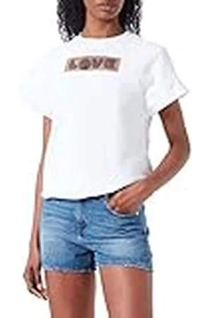 Moschino Dames Comfort Fit Short-Sleeved Sweatshirt, optisch wit, 46, , 46