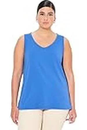 Ulla Popken Damestop, V-hals, klassiek, mouwloos T-shirts, , 62-64
