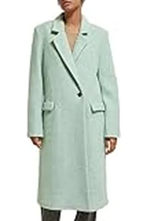 Scotch&Soda Dames Green Melange Single Breasted Boucle Coat wollen jas, , XL