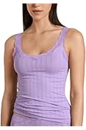 Calida Etude Toujours Tanktop voor dames, met Swiss+Cotton keurmerk, elegante krijtstreep look en delicate kant op de hals, , 36-38