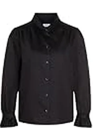Seidensticker Damesblouse, modieuze blouse, regular fit, hemdblousekraag, ruches, lange mouwen, 100% katoen, , 34