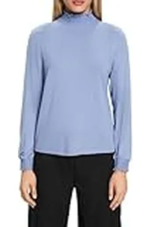 ESPRIT Longsleeve met smok-details, Lenzing™ ECOVERO™, Blue Lavender., M