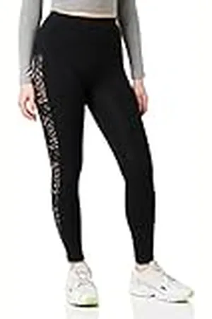 Urban classics Ladies Lace Striped Leggings voor dames, verkrijgbaar in zwart, maten XS tot 5XL, , L