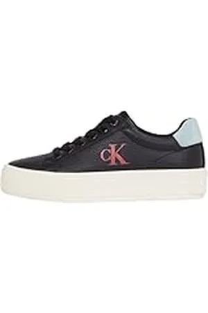 Calvin Klein CK JEANS Vrouwen Bold Vulc FLATF Low LTH ML YW0YW01669 Sneakers, zwart (zwart/blauw Surf/Creamy White), 7 UK, , 7