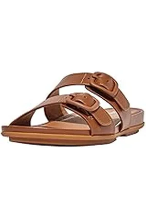 FitFlop Dames Gracie rubberen gesp twee-bar lederen slippers sandaal, , 37 EU