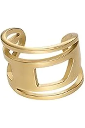 Diesel Unisex Oval D Logo Ring Roestvrij Staal Gouden, DX15697107, Roestvrij staal, Geen edelsteen