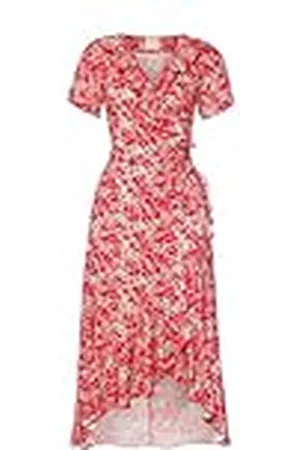 Swing Viscose-omslagjurk met rode bloemen Como | Maat 36, , 36
