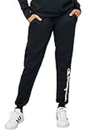 Champion Dames Plus-Size Powerblend joggingbroek, zwart met lettertype, XXL