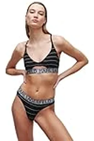 Karl Lagerfeld Dames Logo Lurex Rib Thong Panties, , XS