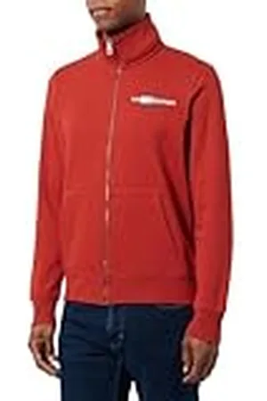 Tommy Hilfiger Heren HILFIGER FLAG EMBRO ZT STAND CLR MW0MW35539, Zip Through Sweatshirt, Rood, S, , S