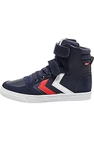 Hummel Unisex hoge slimmer Stadil Leather High JR Sneakers voor kinderen, peacoat, 27 EU