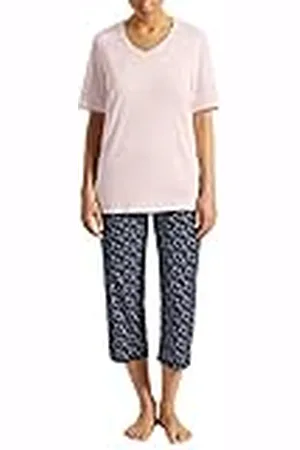 Schiesser Damen Schlafanzug Set Shirt kurzarm mit 3/4 langer Schlafhose - Nachtwäsche