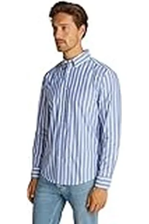 Tommy Hilfiger Heren Flex POPLIN Nautisch STP Shirt MW0MW37556 L/S Shirt, blauw, 3XL, , 3XL grote maten