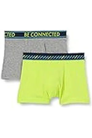 Sanetta Jongens Elite Grey Mel. Hipshorts dubbelpak melange en citroengroen met eltische geweven band, , 176