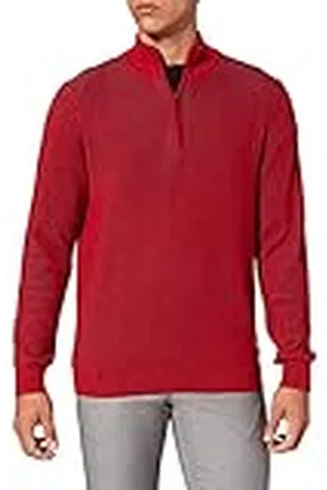 Pierre Cardin Heren Knit Stand-up Collar Zip Bicolor Rib Structure Pullover, , XXL